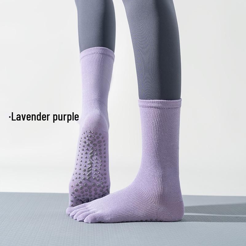 Five-Toe Non-Slip High-Top Cotton Yoga Socks for Summer Pilates & Exercise
