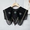 Cape Embroidered Floral Fake Collar Countryside Style Doll Lapel Retro Flower Scarves  Women