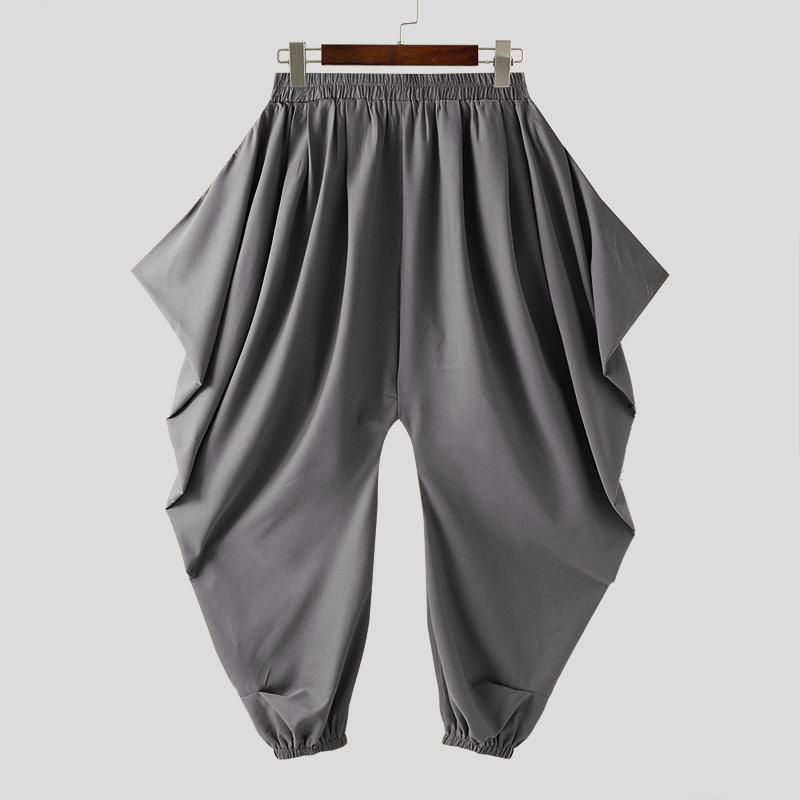 

INCERUN мужские мешковатые брюки-шаровары с оборками и длинными брюками-кюлотами 5XL серый