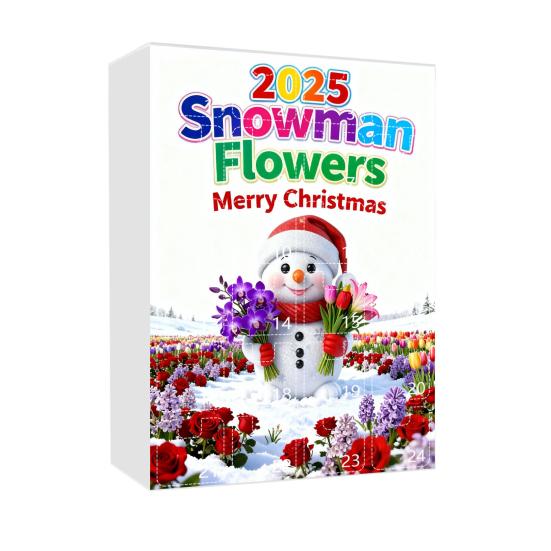2025 Snowman Advent Calendar for Kids 24-Day Christmas Countdown Box with Acrylic Ornaments Multifunctional Holiday Decoration