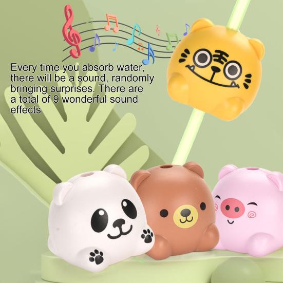 1 Set Cartoon Animal Sound Straw for Kids Cute Straw Topper for Baby Animal Party Favors Reusable Fun