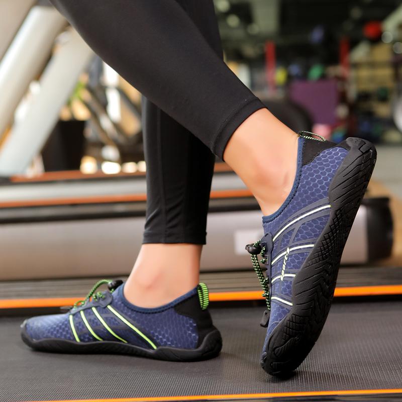 Tênis de Treino Descalço para Academia Homens Mulheres Respiráveis Elásticos Sapatos de Exercício Yoga Antiderrapantes Tênis Casuais para Agachamento Profundo