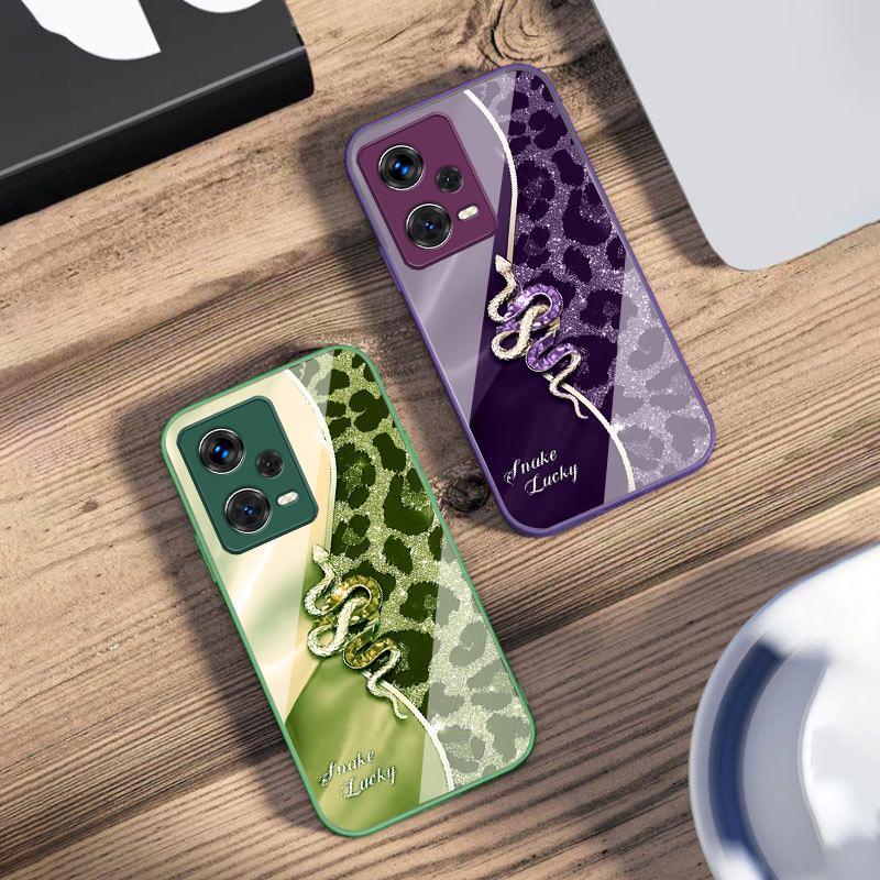 Wężowa Różowa Do Xiaomi 14 Ultra 13 Lite Redmi Note 13 11 Pro 12 Plus Poco X6 3 Pro F4 6 GT Hartowane Etui Na Telefon