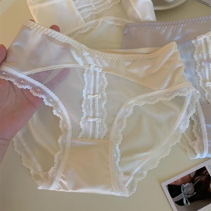 Plus Size Women's Summer Simple Pure Lace Nude 7A Antibacterial Cotton Crotch Triangle Briefs