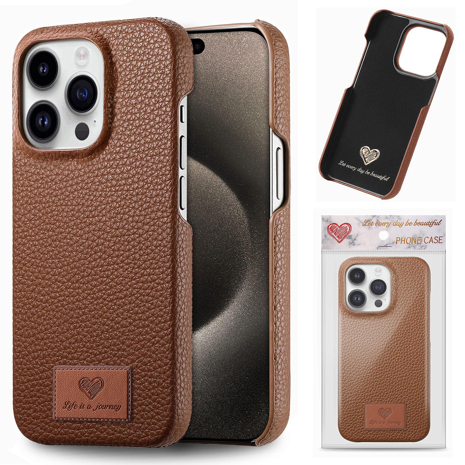

Y5 For iPhone 16 Pro Case Litchi Texture Leather+TPU Slim Phone Cover Brown