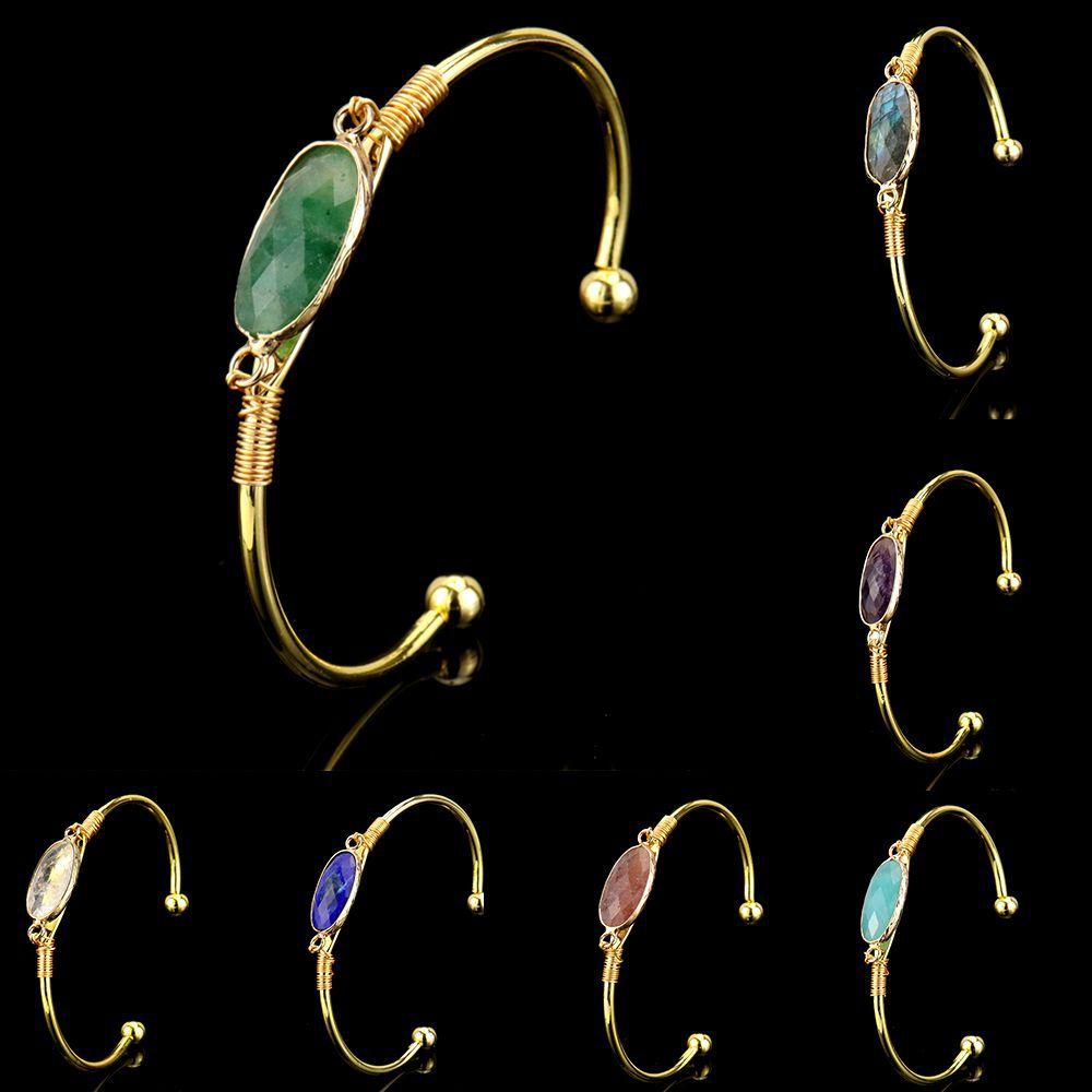 Hand-Wound Natural Stone Crystal Stone Moonstone Gold Hemming Bracelet Bracelet Bracelet B15