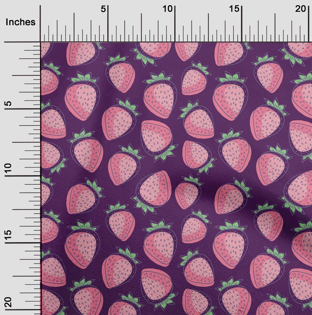 oneOone Cotton Flex Aqua Blue Fabric Strawberry Fruit Sewing Craft Projects Fabric Prints By Yard 40 Inch