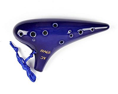 Ocarina TNG, Simple [12 Trous / Alto / Bleu], Clé de Do Premium, AC (Comprend un tableau de doigtés), Finition vernie, Bleu, pour instruments à vent
