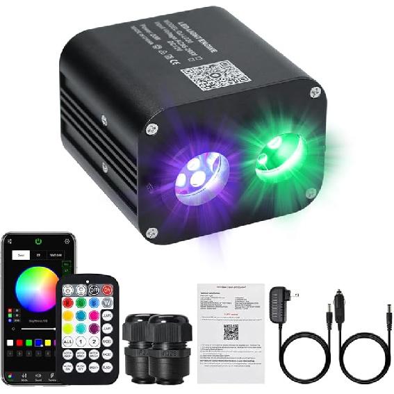 AKEPO 10W Twinkle Fiber Optic Light Engine Light Source, APP Control + Music Activated + 28-Key Remote Control for Car Stars Headliner and Home Star