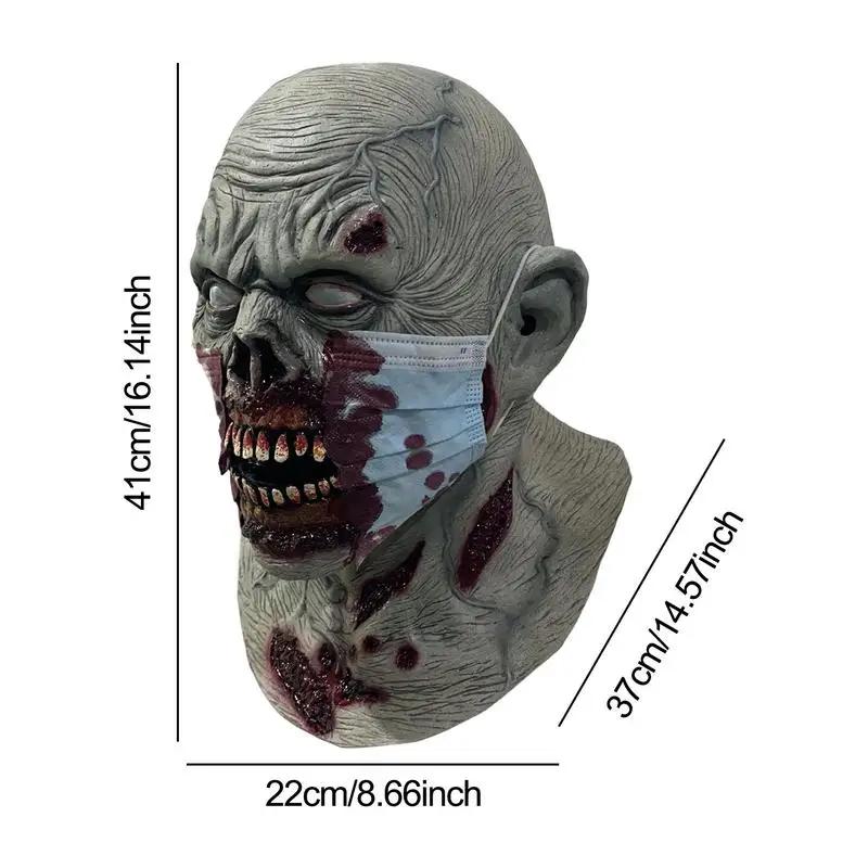 Zombie-Kopfschmuck, Horror-Gesicht, Latex-Kostüm-Zubehör, blutiger Zombie-Helm, Vollgesichts-Kopfschmuck