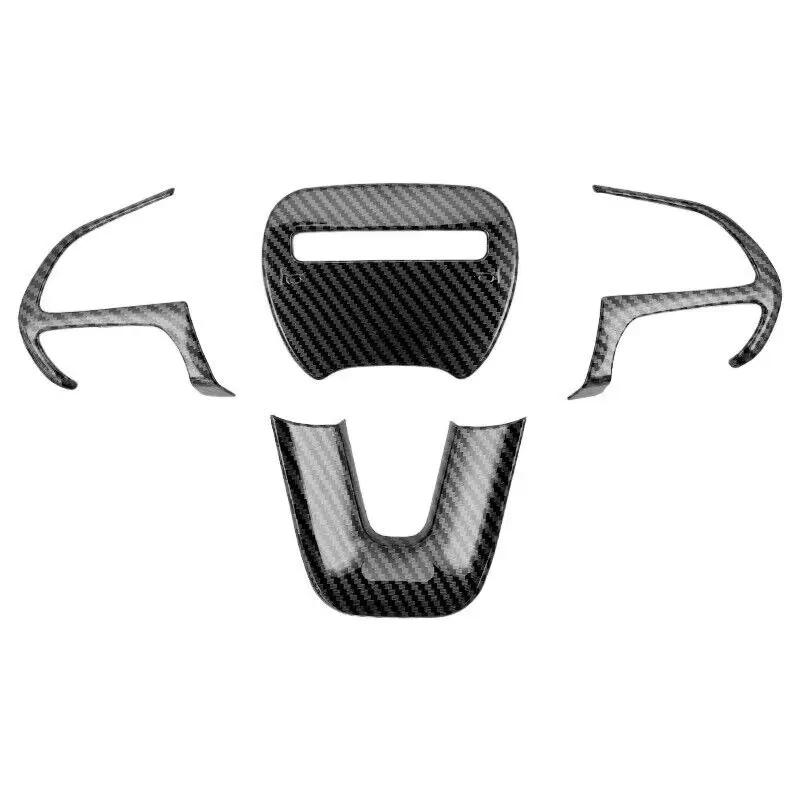 For Dodge Challenger Charger 2015-2025 Carbon Fiber Style ABS Interior Steering Wheel Trim Cover Button Frame Sticker Decoration