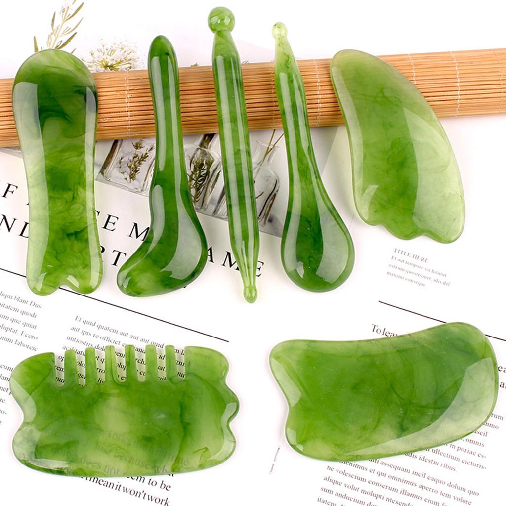 7Pcs Premium Resin Gua Sha&Massage Tool Set,for Facial Lifting,Body Sculpting and Pain Relief,Lymphatic Drainage and Relaxation