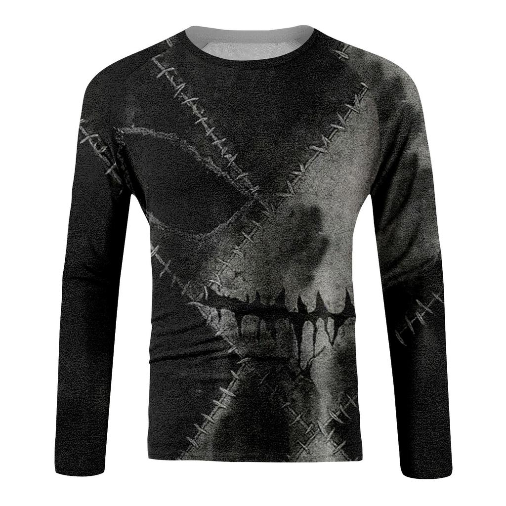 Pánský top s dlouhým rukávem s raglánovými rukávy a halloweenským potiskem