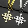 Jerusalem Crusaders Cross Pendant Necklace for Men Women Stainless Steel Rhinestones Amulet Hip Hop Chain Amulet Jewelry Gift