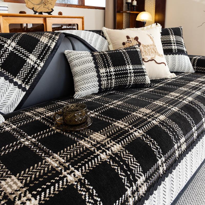 Chenille Sofa Cover Seat Cushion Non-slip Splicing Jacquard Couch Cover Sofa Towel Modern Light Luxury Universal Sofa Protection