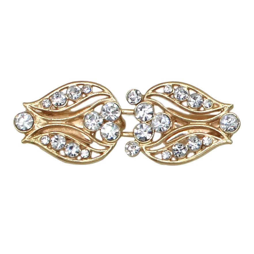 1 Pair Shiny Alloy Cardigan Collar Clips Holder Women Decor Crystal Cape Cloak Clasps Fasteners Buckle Brooch Clip