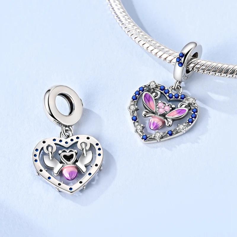 Authentic copper Charm Bead Charms Bead Colorful Inlaid Zirconium Family Dangle Compatible With Bracelets Do It Yourself Jewellery Marking Lover Gifts