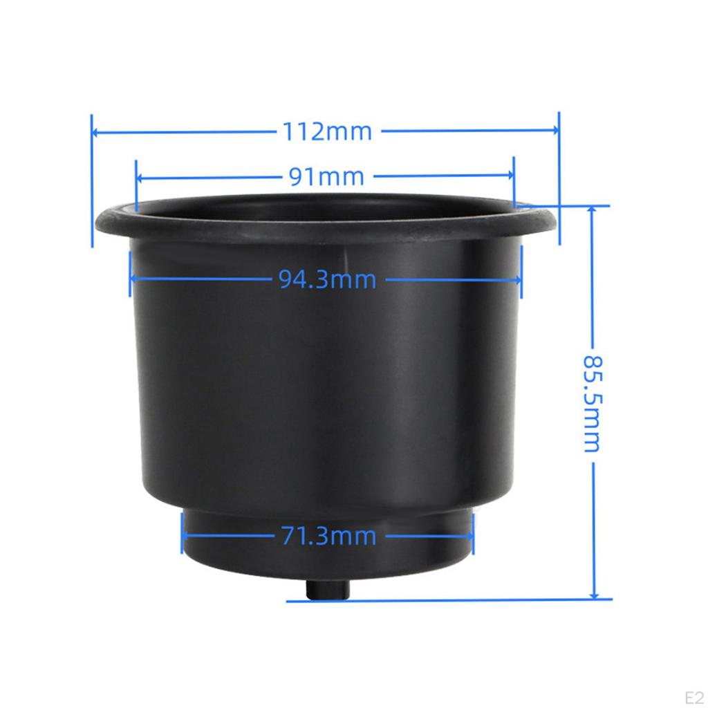 Recessed Cup Drink Holder Black Insert with Drain Hole for Boats Marine Game Tables Easy To Install