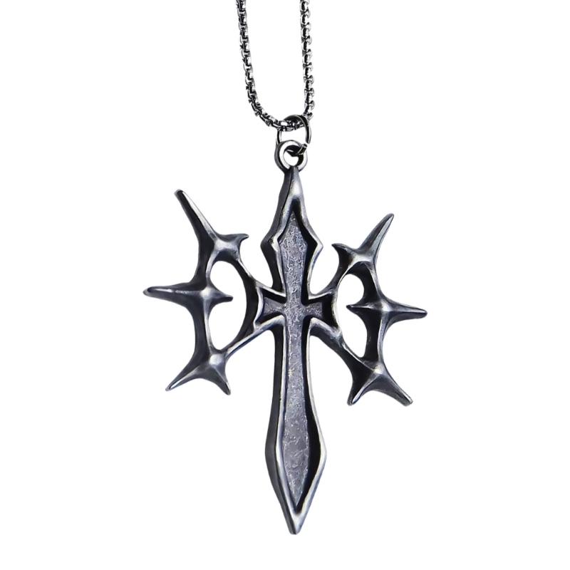 

Unique Thorn Crosses Pendant Necklace Stainless Steel Gothic Jewelry For Men And Women Fashion Statement Gift 1