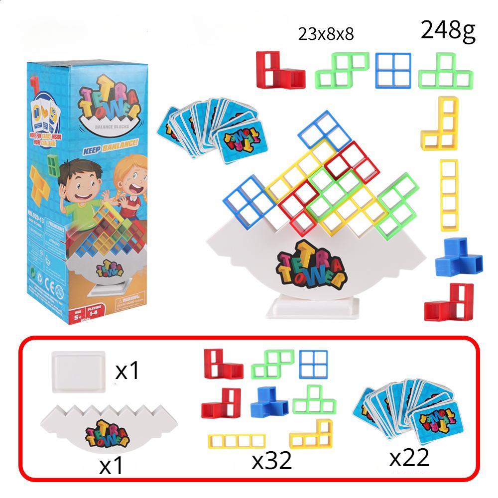

48PCS Tetra Tower Fun Balance Stacking Building Blocks Настільна гра для дітей, дорослих, друзів, команди, гуртожитку, сімейна гра, ніч і вечірка 32 blocks with base