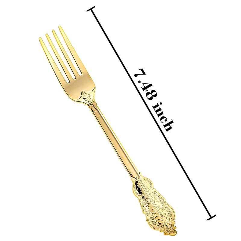 25/50/100Pcs Golden Plastic Forks, 7.4-Inch Disposable Forks, Silverware Utensils for Party, Weddings or Daily Use
