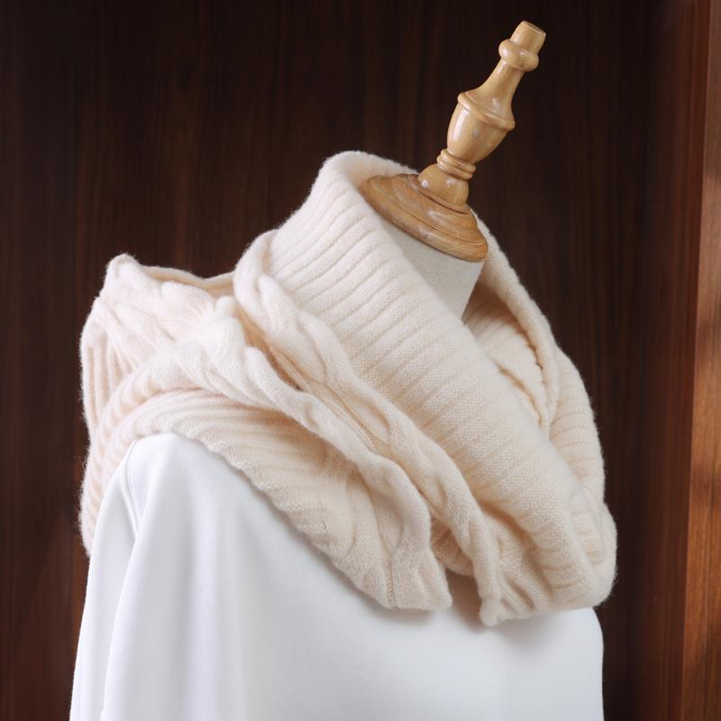 100%Wool Hooded Scarf Hat Women Winter Soft Warm Ear Face Protect Balaclava Scarves Beanies Men Korea Fashion Wollen Neck Warmer