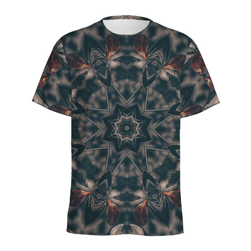 Buntes Kaleidoskop 3D-gedrucktes T-Shirt für Herren Psychedelisches Muster T-Shirt Sommer Lässig Kurze Ärmel Rundhals T-Shirts