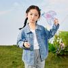 Xiao Yin Man Girls' Denim Jacket with Bird Print