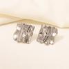 6pcs Simple Kpop Fashion Rectangle Irregular Stainless Steel Ear Studs For Women Men Accessories Silver Color Earrings Jewelry