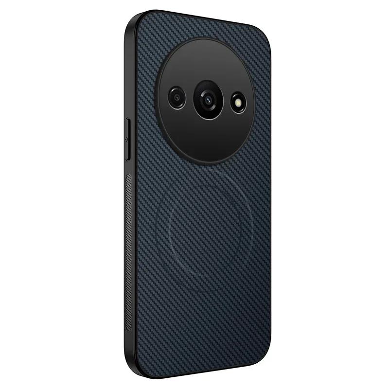 Magnetic Silicone Case For Redmi A5 4G A4 5G A3x Wireless Charging Carbon Fiber PU Leather Anti-Drop Soft Cover Phone Cases