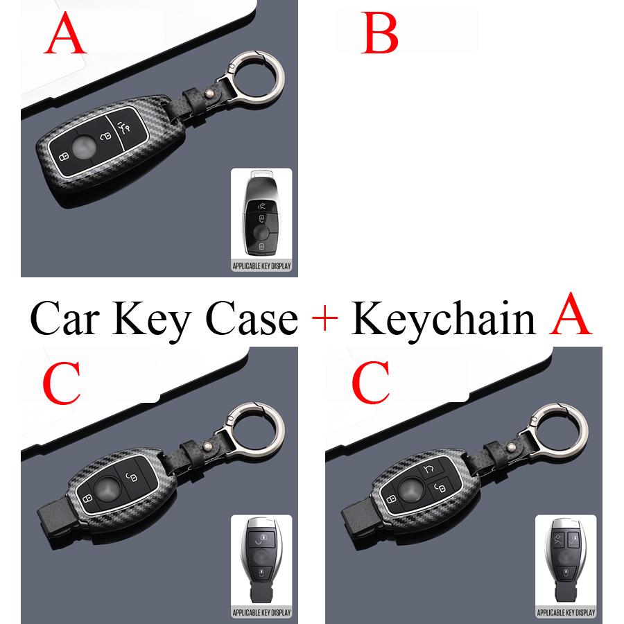 Carbon Style ABS Car Key Case Cover Fob Keychain for Mercedes Benz A B C E Class GLS GLA GLK GLC CLS CLA AMG W204 W205 W212 W176