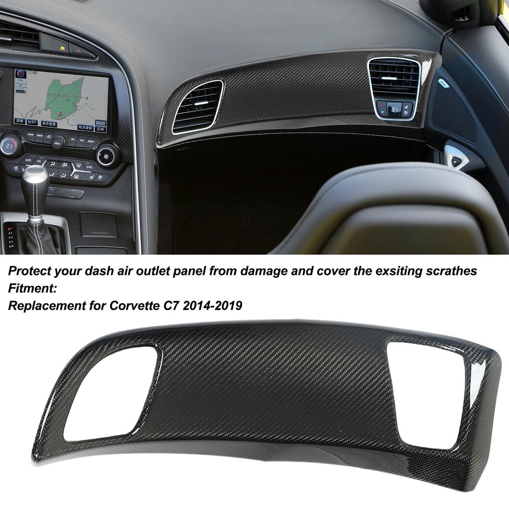 Dashboard Panel Cover Carbon Fiber Decorative Dash Air Outlet Panel Trim Replacement for Corvette C7 2014‑2019