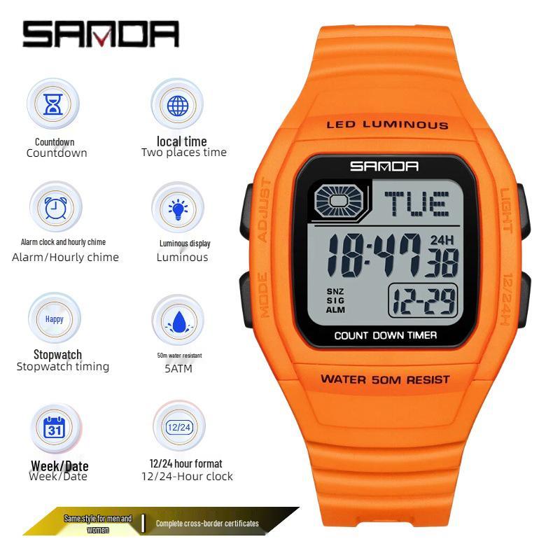 SANDA Multi-Functional Big Dial Watch with Alarm, Snooze, Countdown for Junior & Senior High School Students