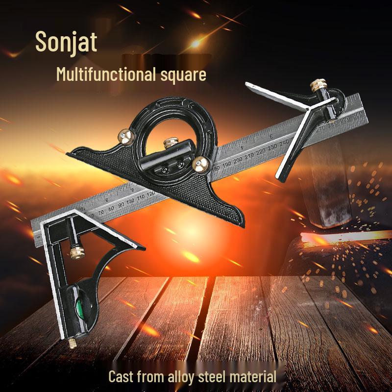 300mm Aluminum & Stainless Steel Multi-Functional Combination Square Set for Woodworking