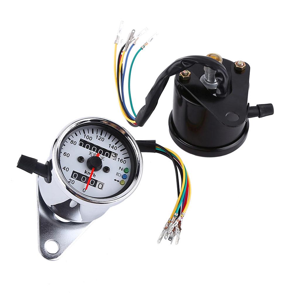 Motorcycle Digital Odometer Speedometer Gauge 160 km/h Max Speed LED Display Headlight Neutral Turn Signal Indicators Black