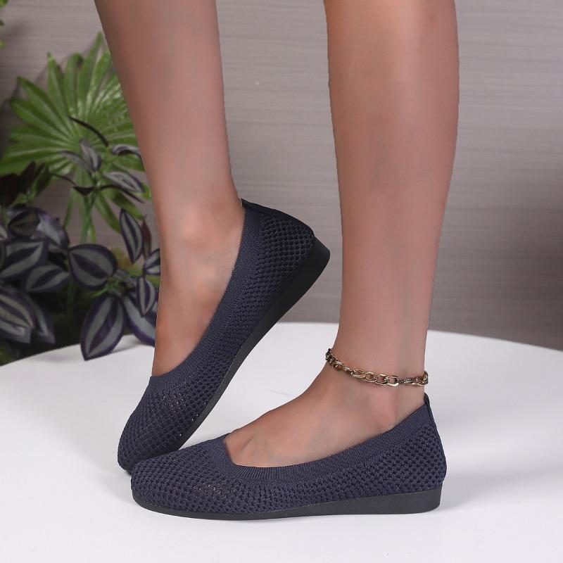 

Новые женские дышащие повседневные туфли большого размера с круглым носком, плоской подошвой и неглубоким вырезом 43 темно-синий