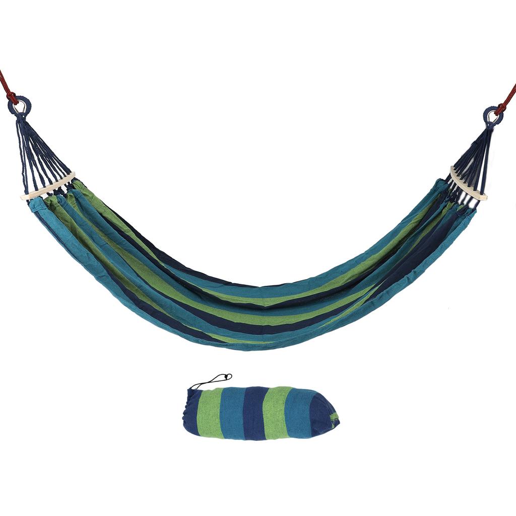 Camping Hammock Canvas Breathable Strong Load Bearing Portable Fabric Hammock for Travel Backpacking Beach Backyard Blue