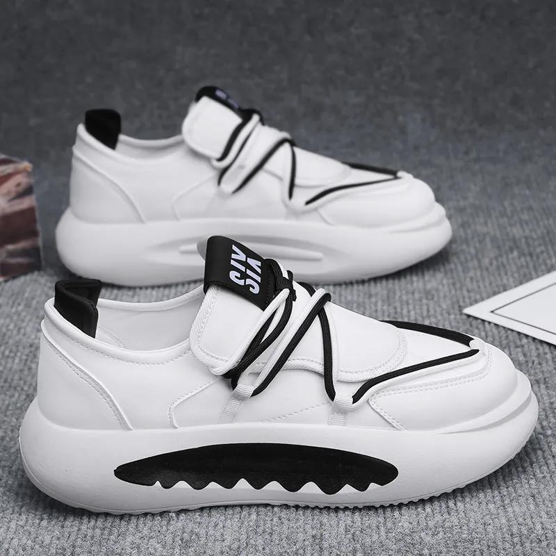 Autum New Leather Men Chunky Sneaker Designer Casual Running Shoes Fashion Street Wear Microfiber Leather Slip on Workout Shoes
