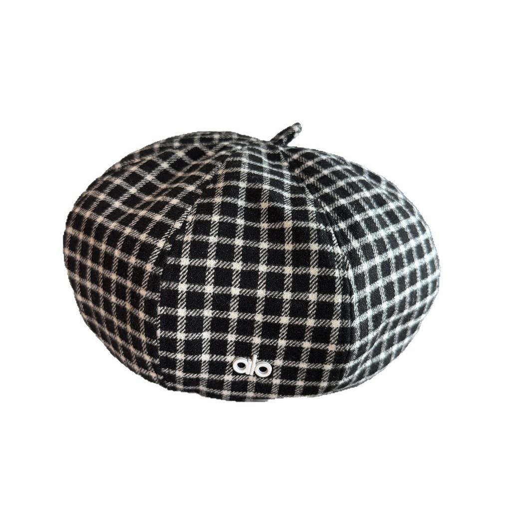 Clashing Color Grid Artistic Vintage Beret Hat Geometric Elements Spring Women