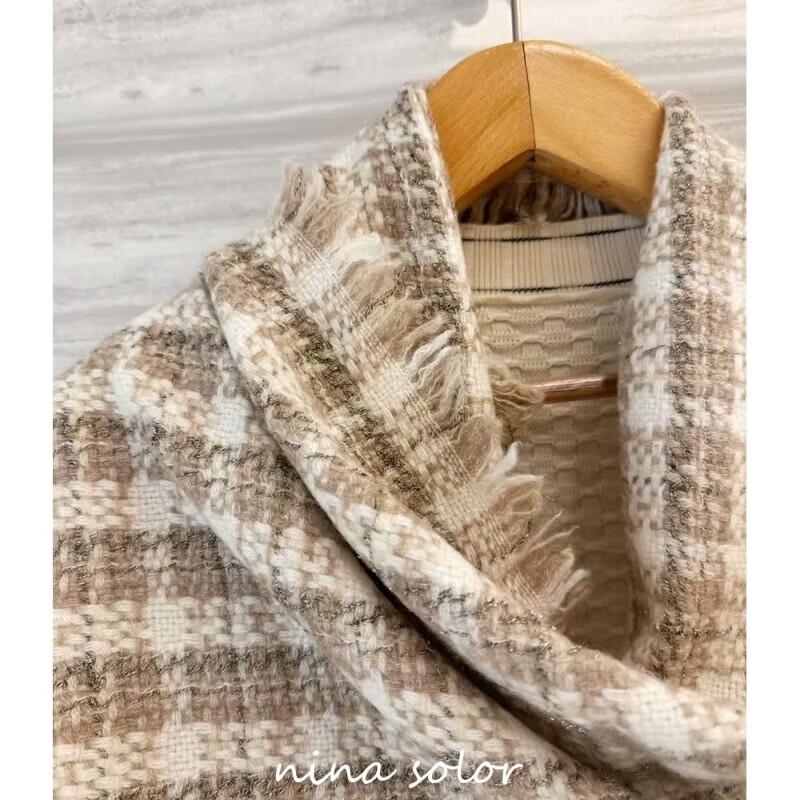 NINA SOLOR Ultra-Soft Cashmere Grid Scarf