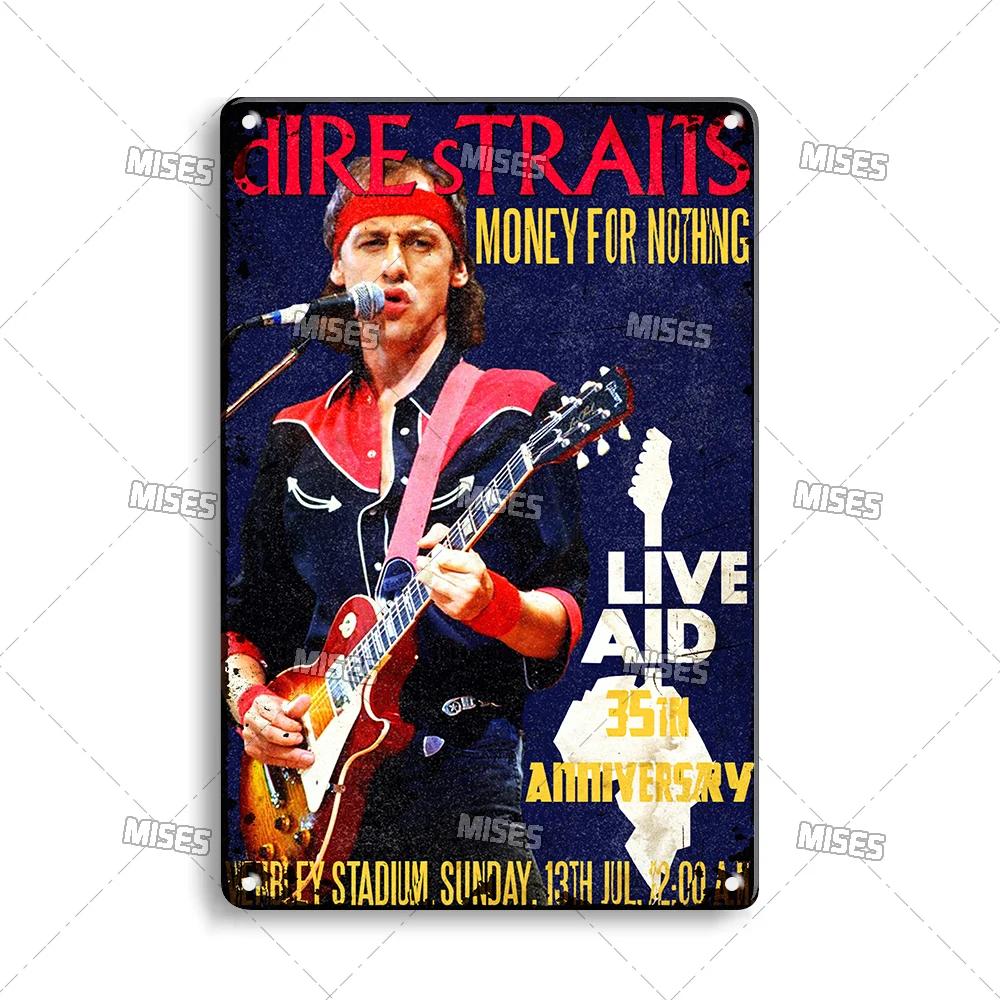 MISES Rock Band Metal Poster DIRE STRAITS Band Decorative Plate Metal Sign Rusty Metal Plaque Home Club Kitchen Metal Tin Sign