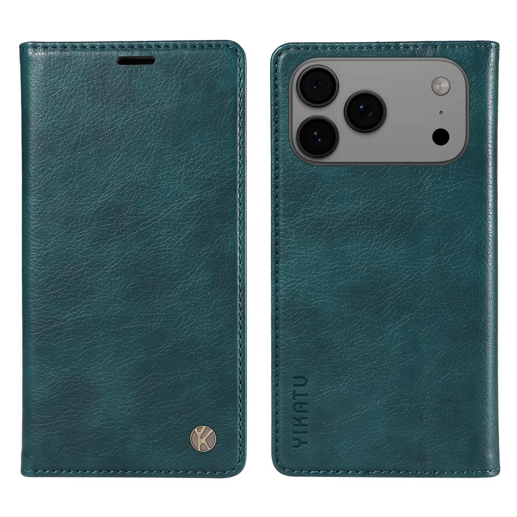 For iPhone 17 Pro Max Wallet Case YIKATU YK-006 Magnetic Closure Leather Phone Cover Litchi Texture