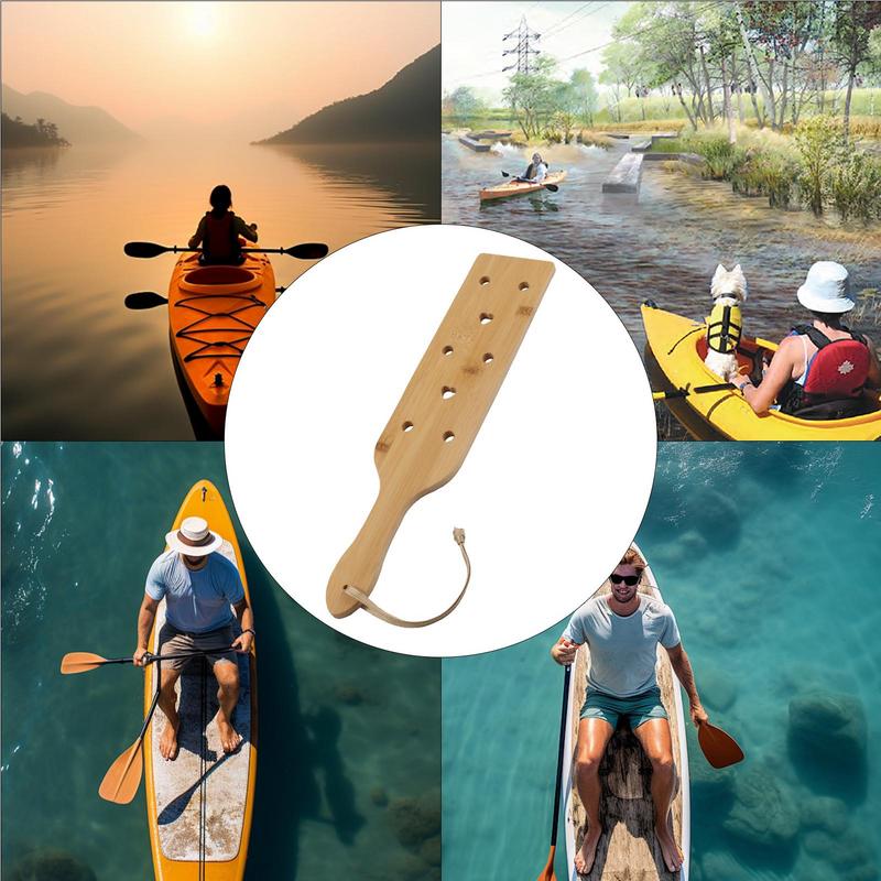 Wood Canoe Paddle Airflow Holes 13.3 Inch Boat Kayak Paddle Ergonomic Grip Wood Paddles Marine Tools Sturdy Shaft For Boating