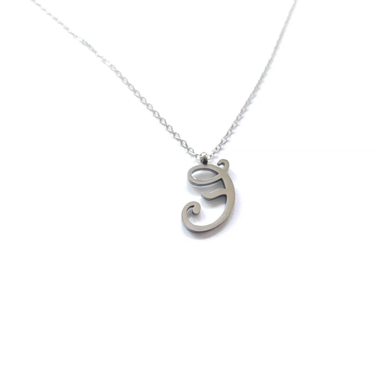 

Cyrillic Necklace with Capital E Stainless Steel Pendant Chain Steel
