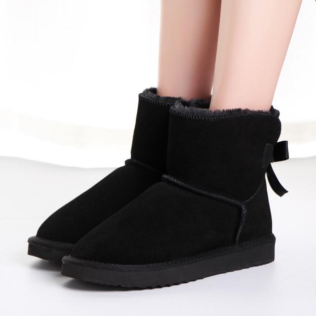 New Fashion Able Women Warm Snow Boots Winter Boots Genuine Cowhide Leather Women Boots Ankle Boots Fur Shoes Size 34 -43