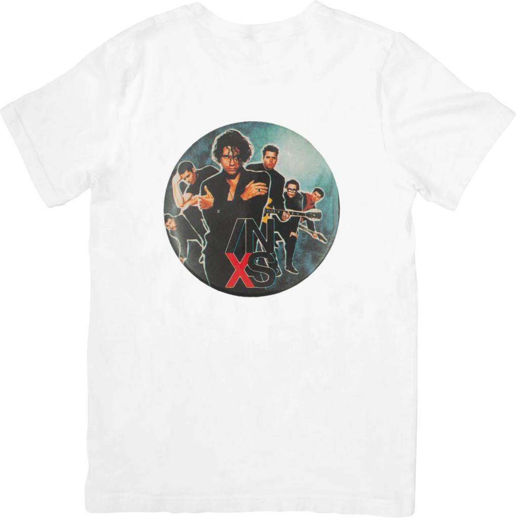 INXS Hudba Unisex Střih pro Muže a Ženy Kvalitní Bavlněné Tričko Bílé.