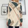 Women Plus Size Round Neck Long Sleeve Geometric Printed Loose Longline T Shirt With Pockets