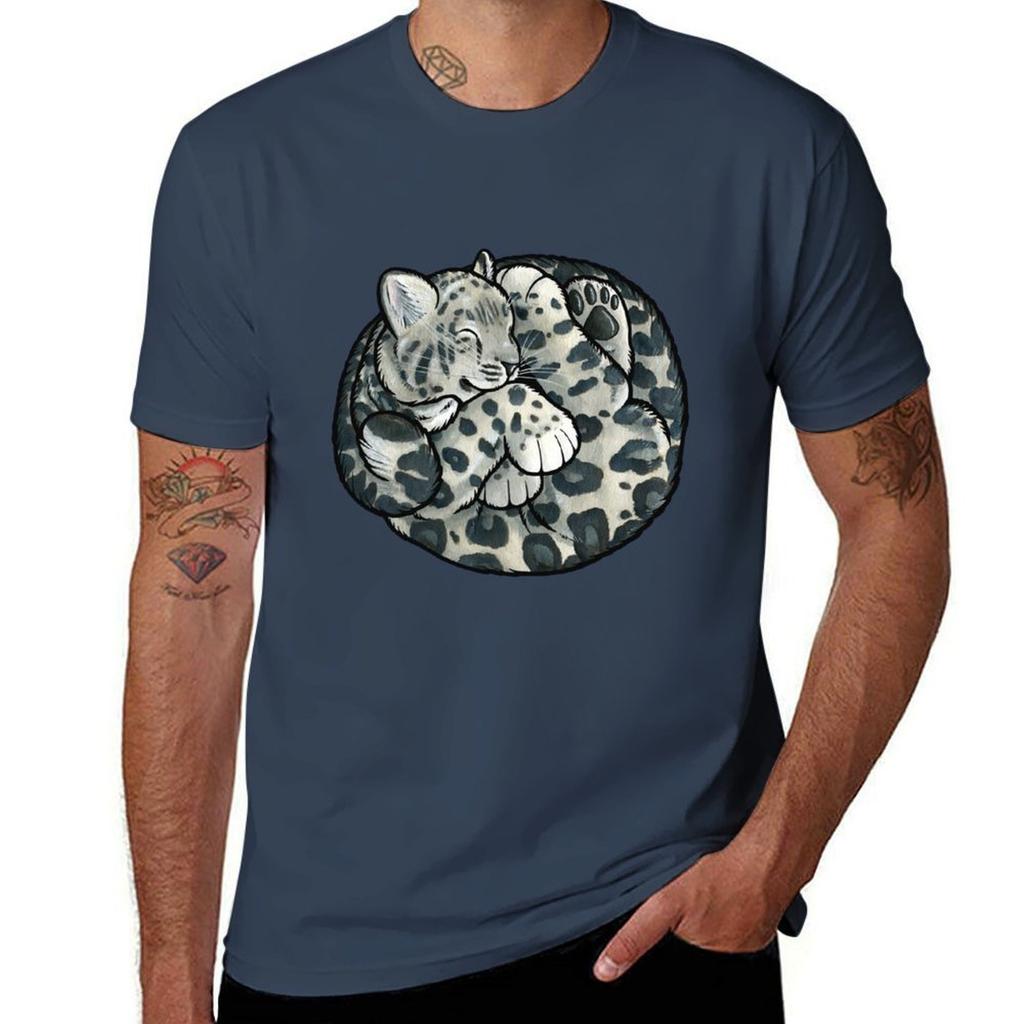 Sleeping Snow Leopard Cub Tshirt T Shirts For Unisex Slim Fit Tshirt