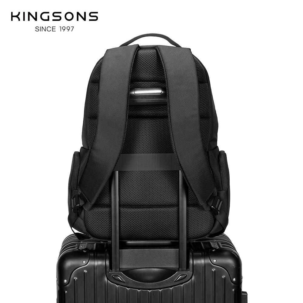 Men's Backpack, Kingsons 15.6'' Laptop Business Waterproof 23L Travel Bag with Luggage Strap, Durable Polyester Commuter Daypack