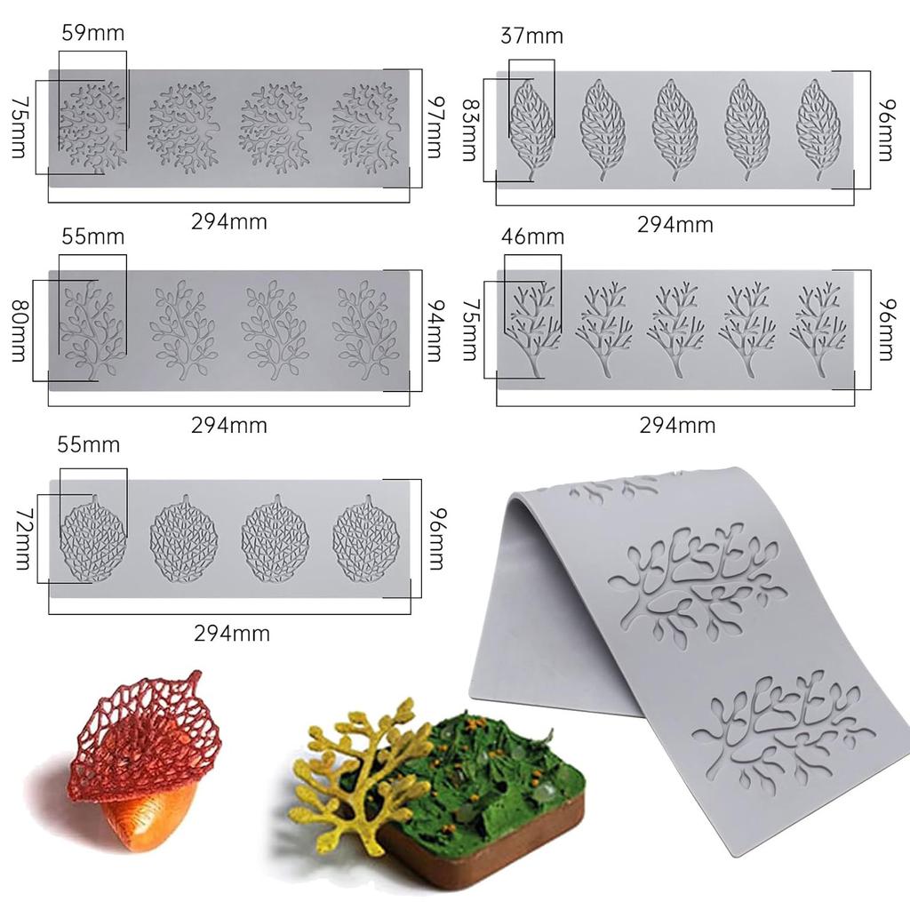 Chocolate Candy Fondant Molds, 3D Hollow Leaves Shape Silicone Mould for Baking Resin Soap Candy Cake Decor